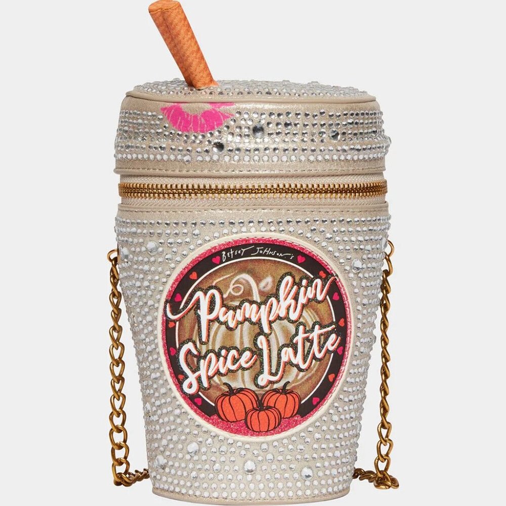 Betsey Johnson Cream Pumpkin Spice Latte Crossbody Bag